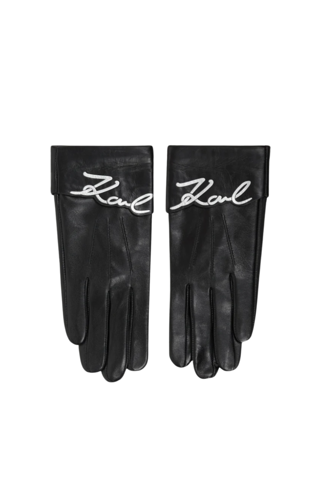 Karl Lagerfeld - Læder handsker - Sort - SIGNATURE LEATHER FF GLOVE - Stilkompagniet.dk