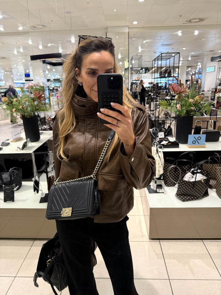 My Essential Wardrobe - Læderjakke - Brun - Dina