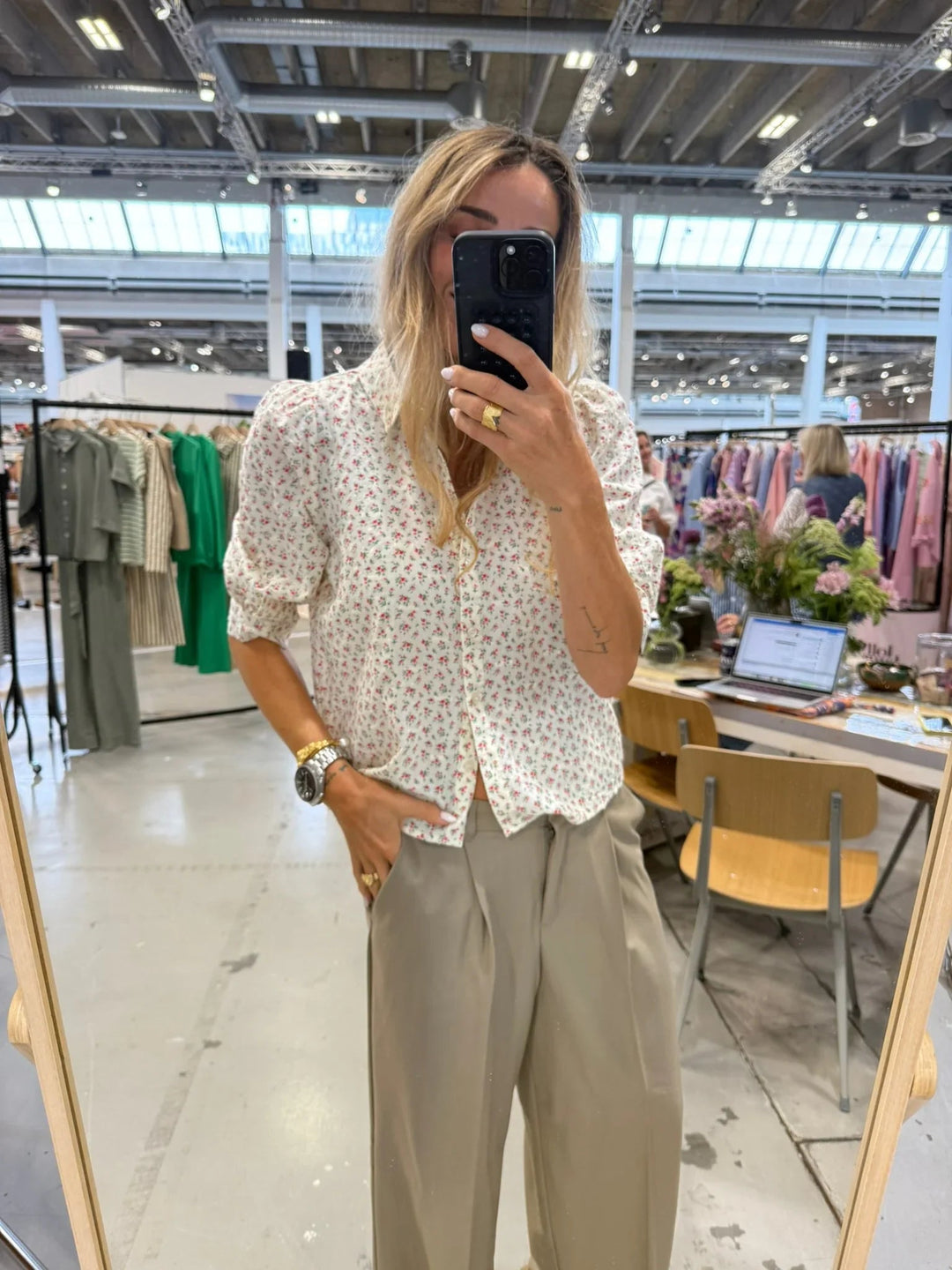 Lollys Laundry - Skjorte - Creme/blomstret - Bono