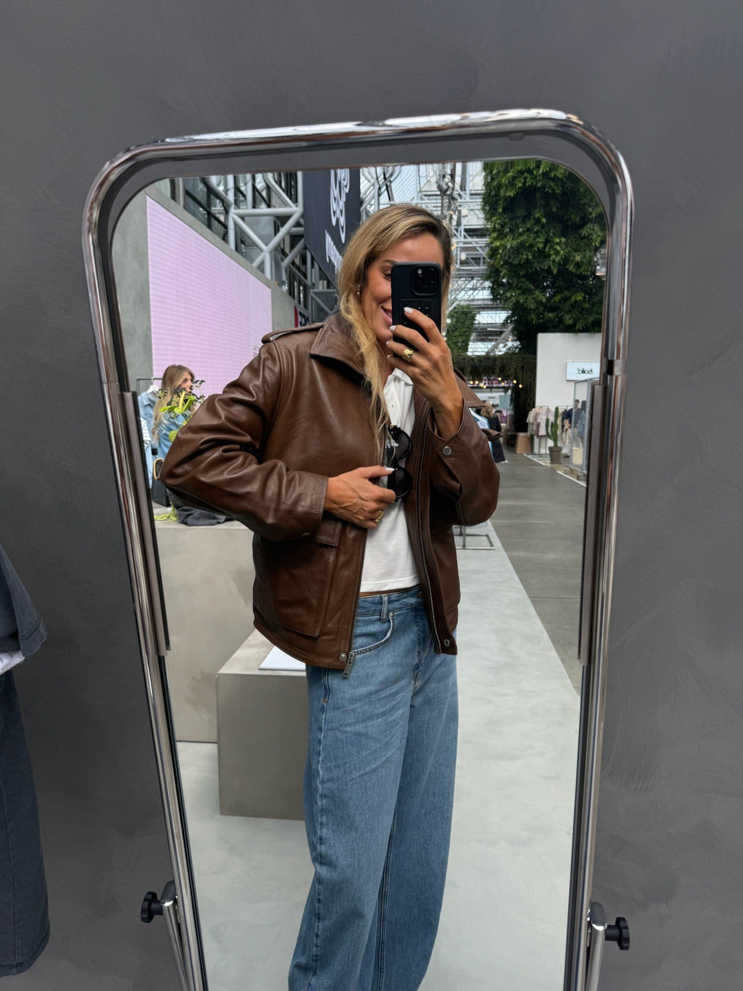 My Essential Wardrobe - Læderjakke - Brun - Dina