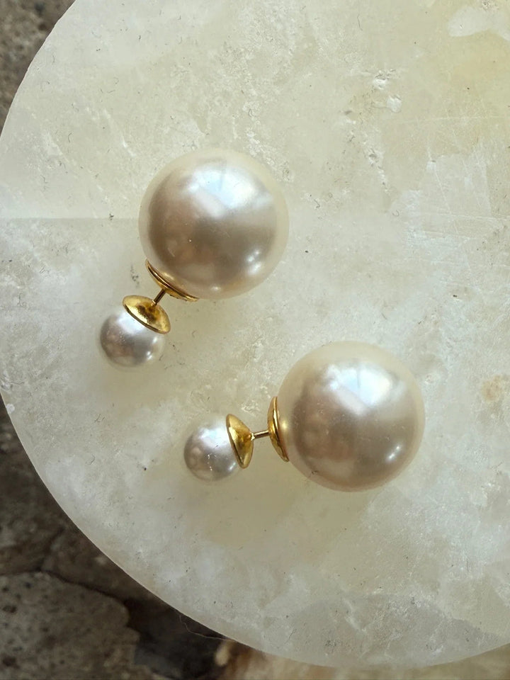 Andcopenhagen Jewelry - Øreringe - 18 karat guldbelagt 925 sterlingsølv - Sophie small double pearl
