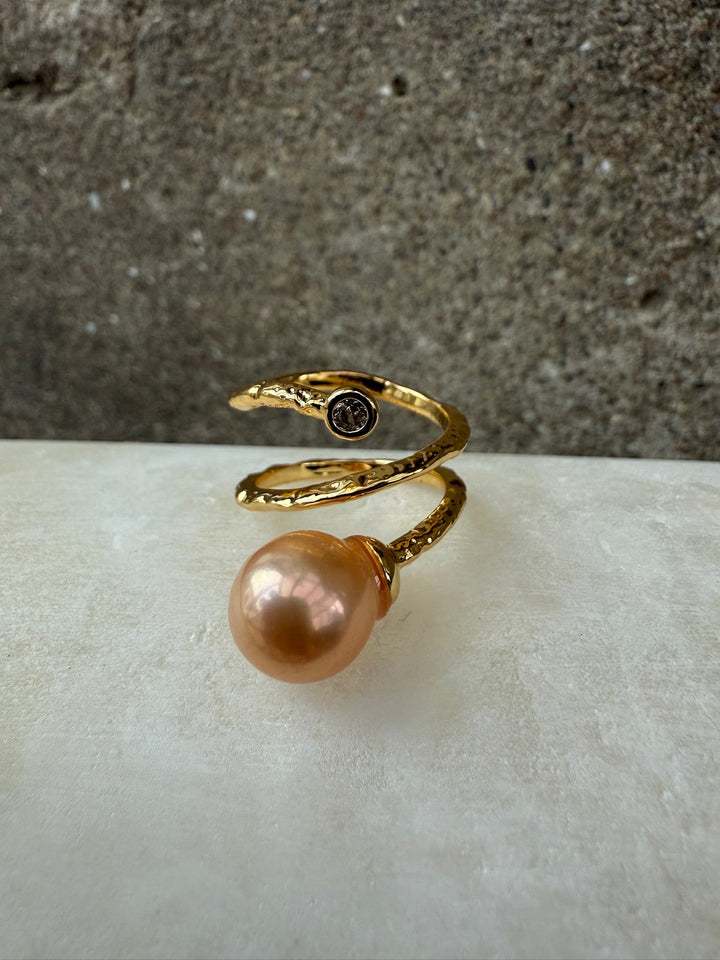 Andcopenhagen - Ring - 18 karat guldbelagt messing - Rose Pearl