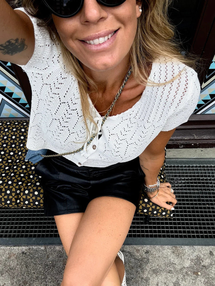 Sassy Copenhagen - Strikket top - Hvid blonde - Ella - Stilkompagniet.dk