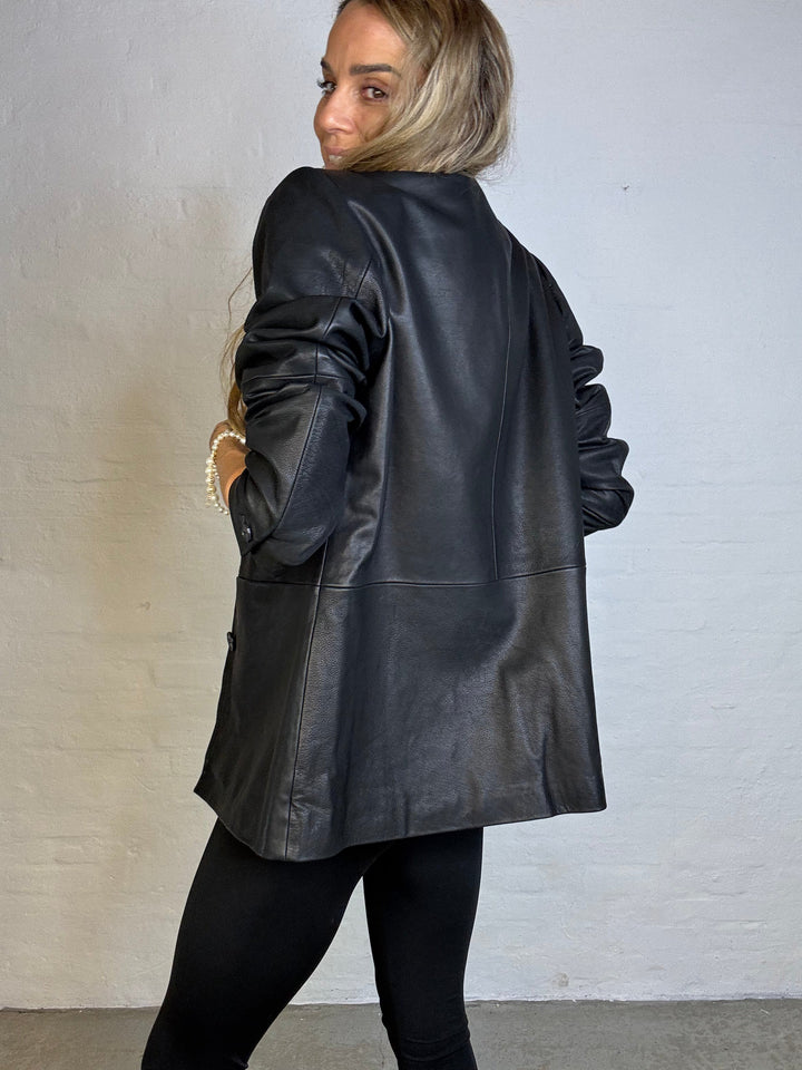 Læder blazer - Sort - Amalia - Selected Femme