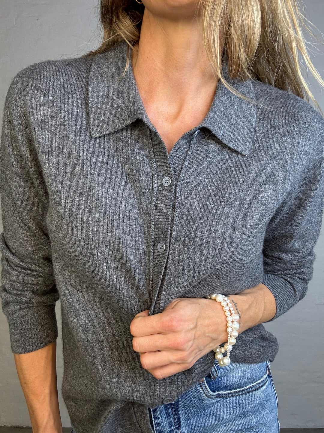Sassy Copenhagen - 100% Cashmere polo - Grey - Samara sss - Stilkompagniet.dk