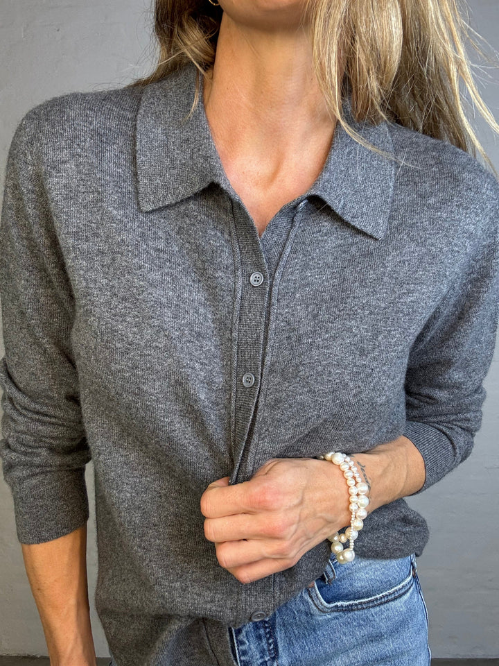 Sassy Copenhagen - 100% Cashmere polo - Grey - Samara sss - Stilkompagniet.dk