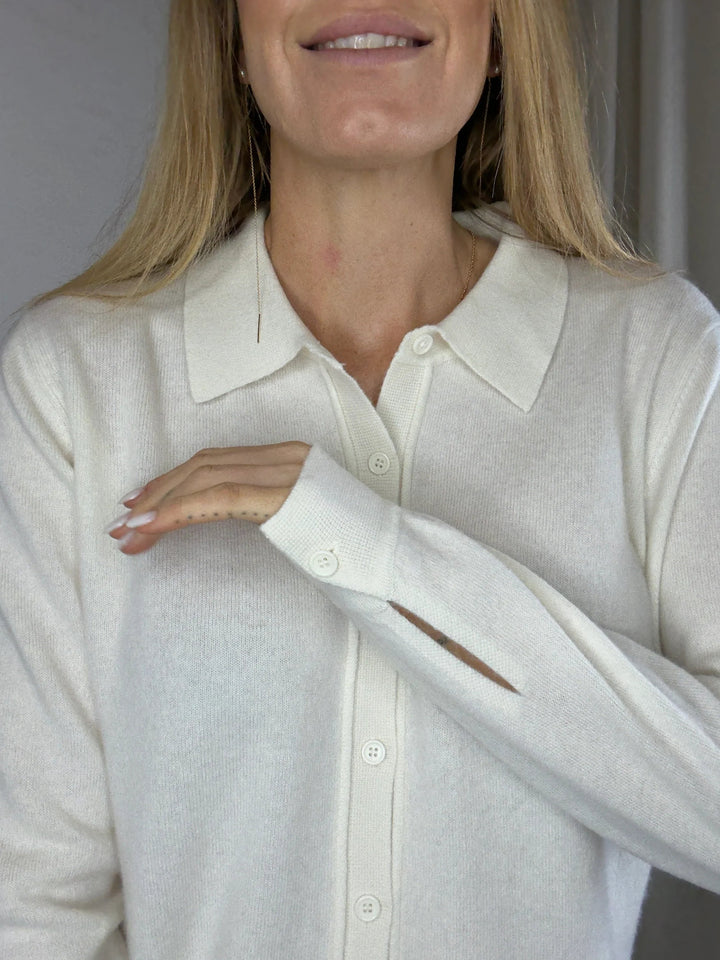 Sassy Copenhagen - 100% Cashmere polo - Råhvid - Samara sss