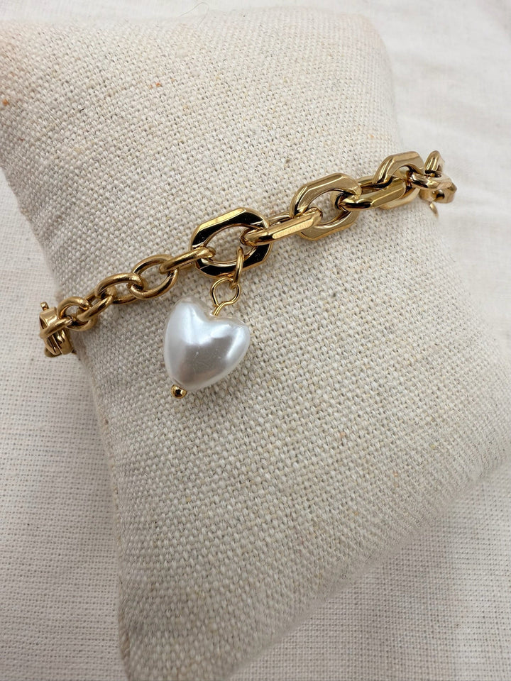 Nine - Heart pearl Bracelet - Stilkompagniet.dk