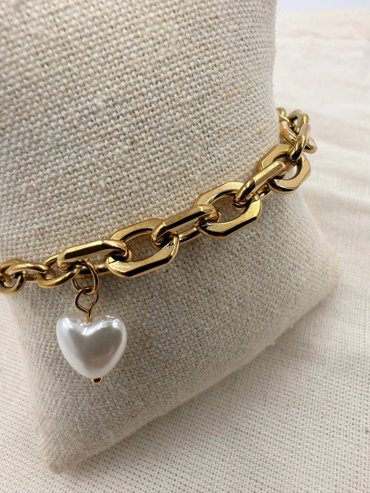 Nine - Heart pearl Bracelet - Stilkompagniet.dk