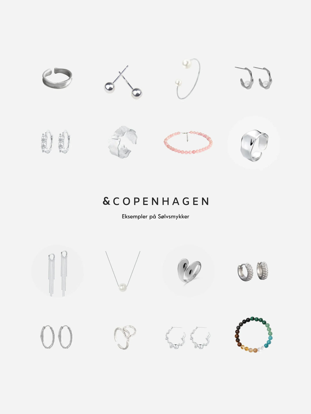 Lykkepose med 6-8 smykker fra &Copenhagen, forskellige ringe, øreringe og armbånd vises.