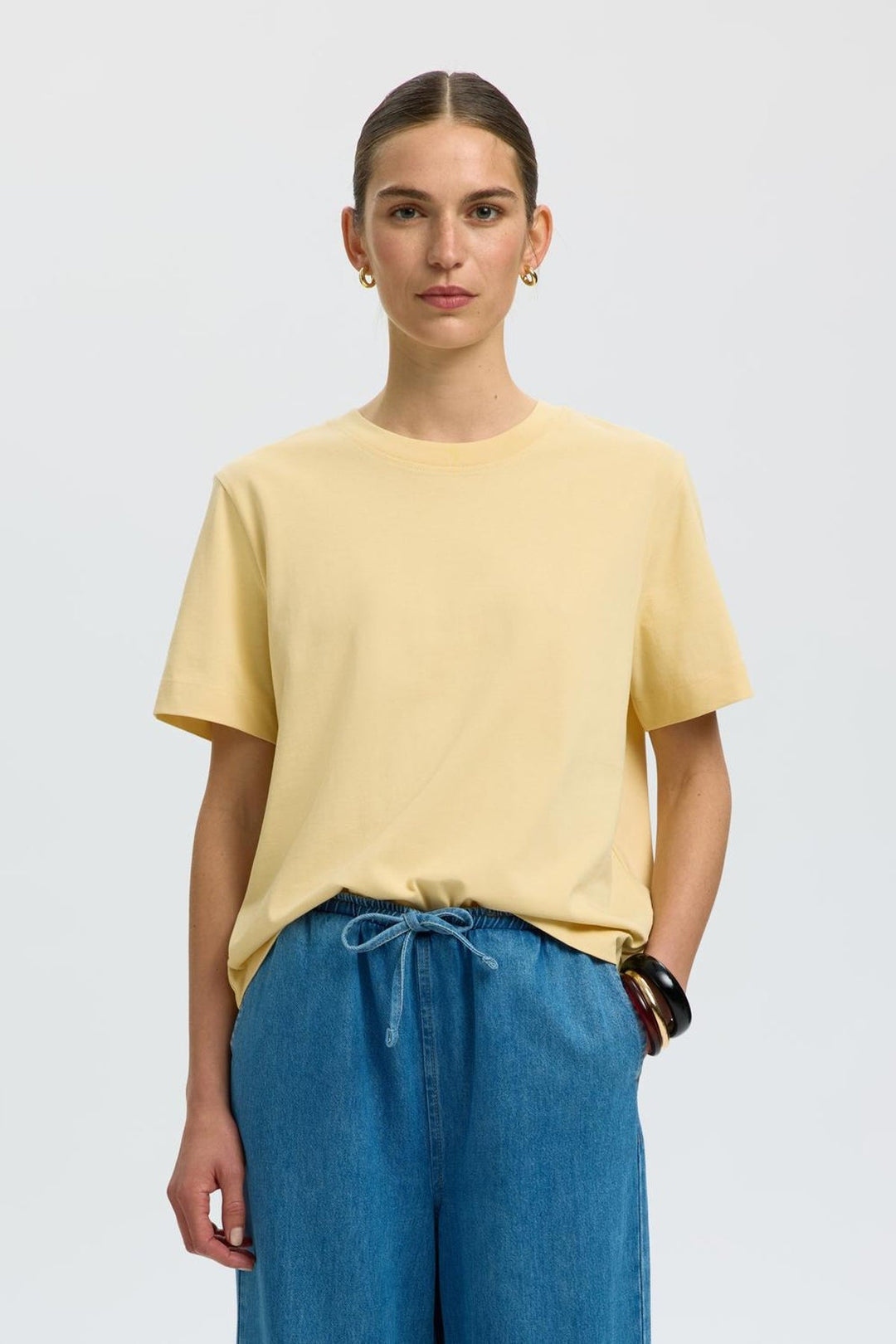 Selected Femme - T-shirt - Italian Straw - Boxy