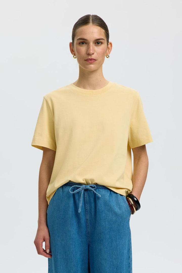 Selected Femme - T-shirt - Italian Straw - Boxy
