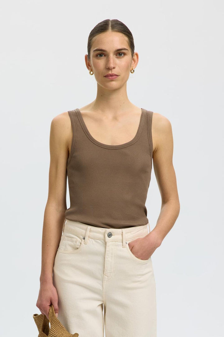 Selected Femme - Tanktop - Chocolate Chip - Slwanna