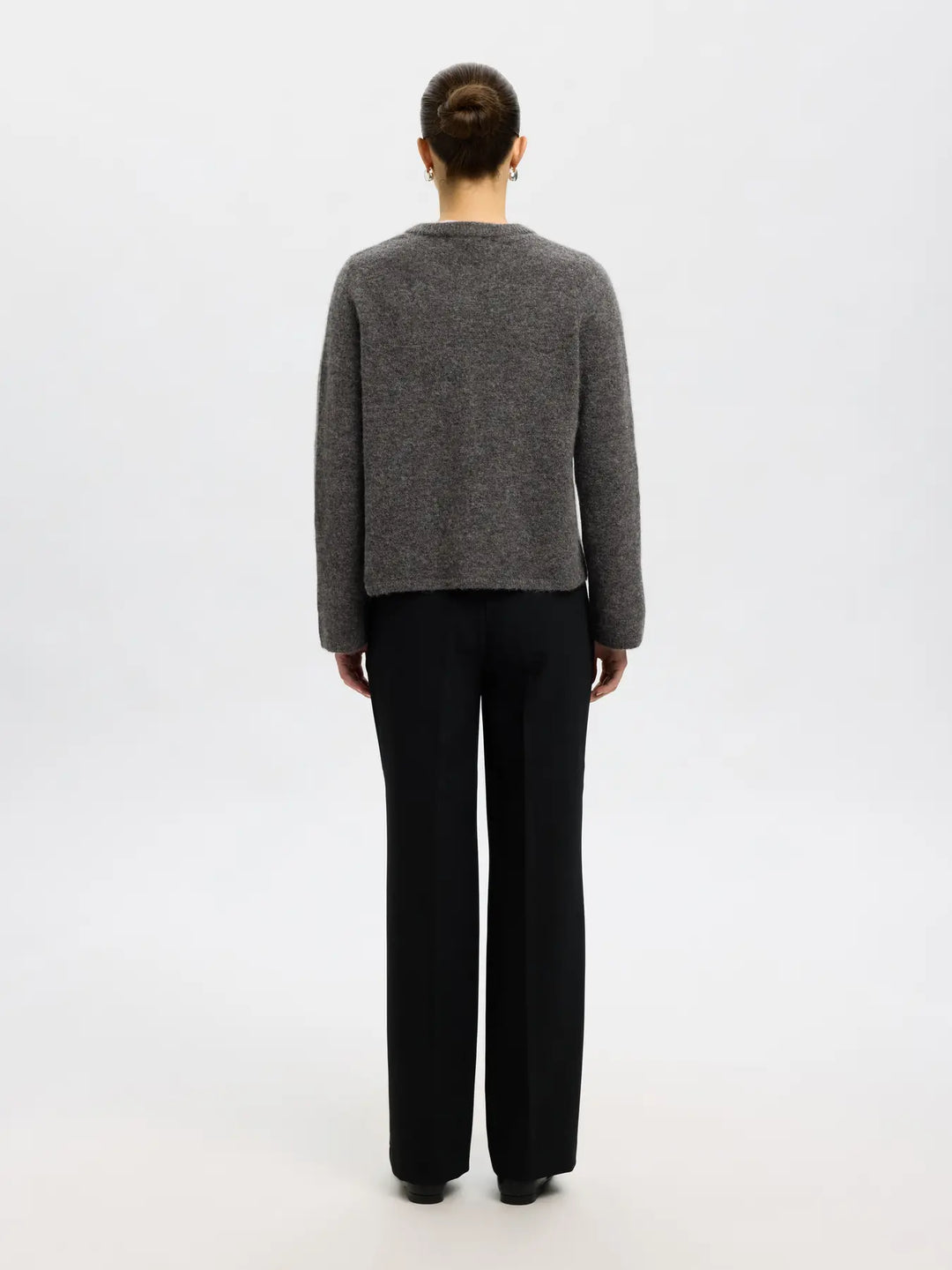 Selected Femme - Strik Cardigan - Grey Melange - Lulu - Stilkompagniet.dk