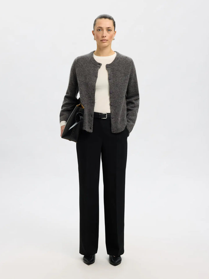 Selected Femme - Strik Cardigan - Grey Melange - Lulu - Stilkompagniet.dk