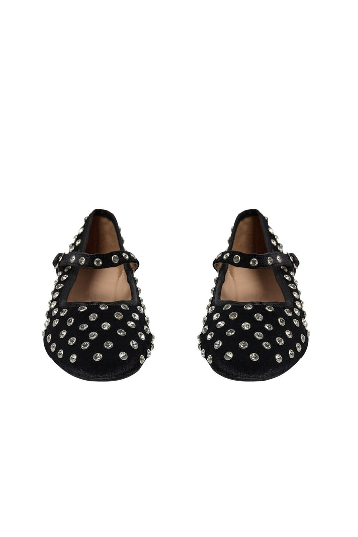 Sofie Schnoor - Ballerina - Sort velour - Rosasw S244755 - Stilkompagniet.dk