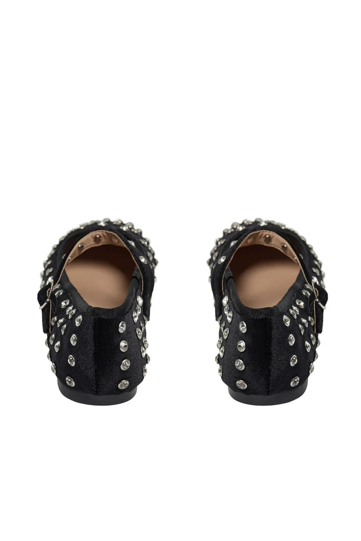 Sofie Schnoor - Ballerina - Sort velour - Rosasw S244755 - Stilkompagniet.dk