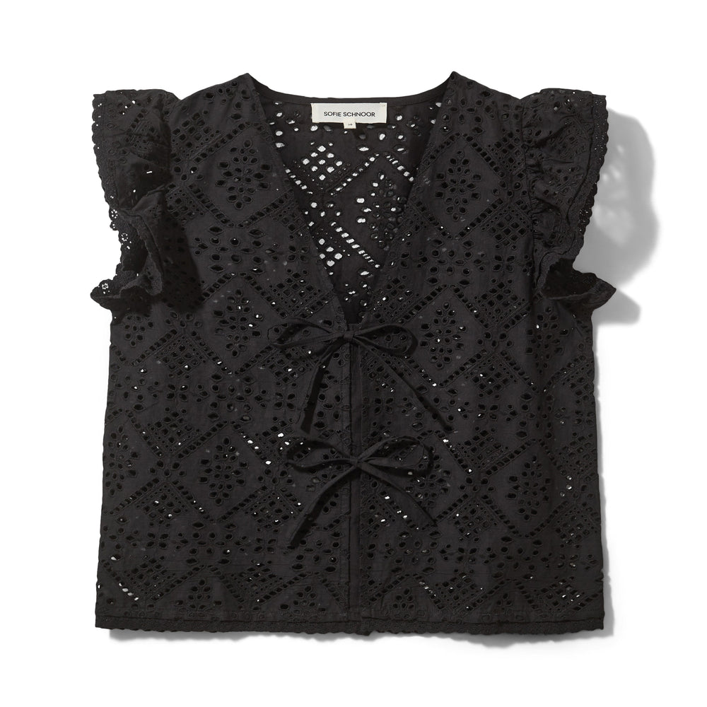 Sofie Schnoor - Top - Broderi anglaise - Black - Willie - Stilkompagniet.dk