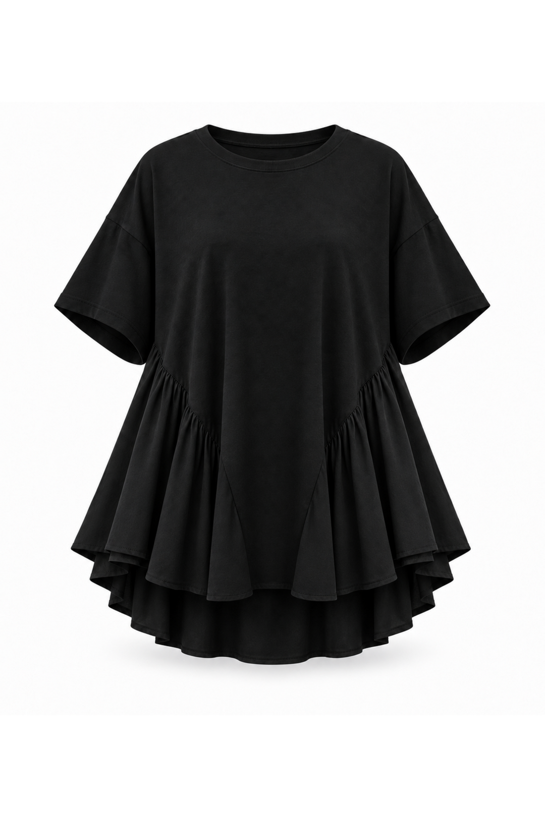 Sort T-shirt fra Sassy Copenhagen giver den klassiske T-shirt et feminint og markant twist packshot