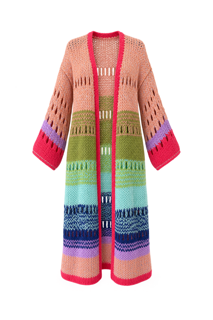 Greta Long Cardigan fra Sassy Copenhagen er en farverig statement-cardigan packshot