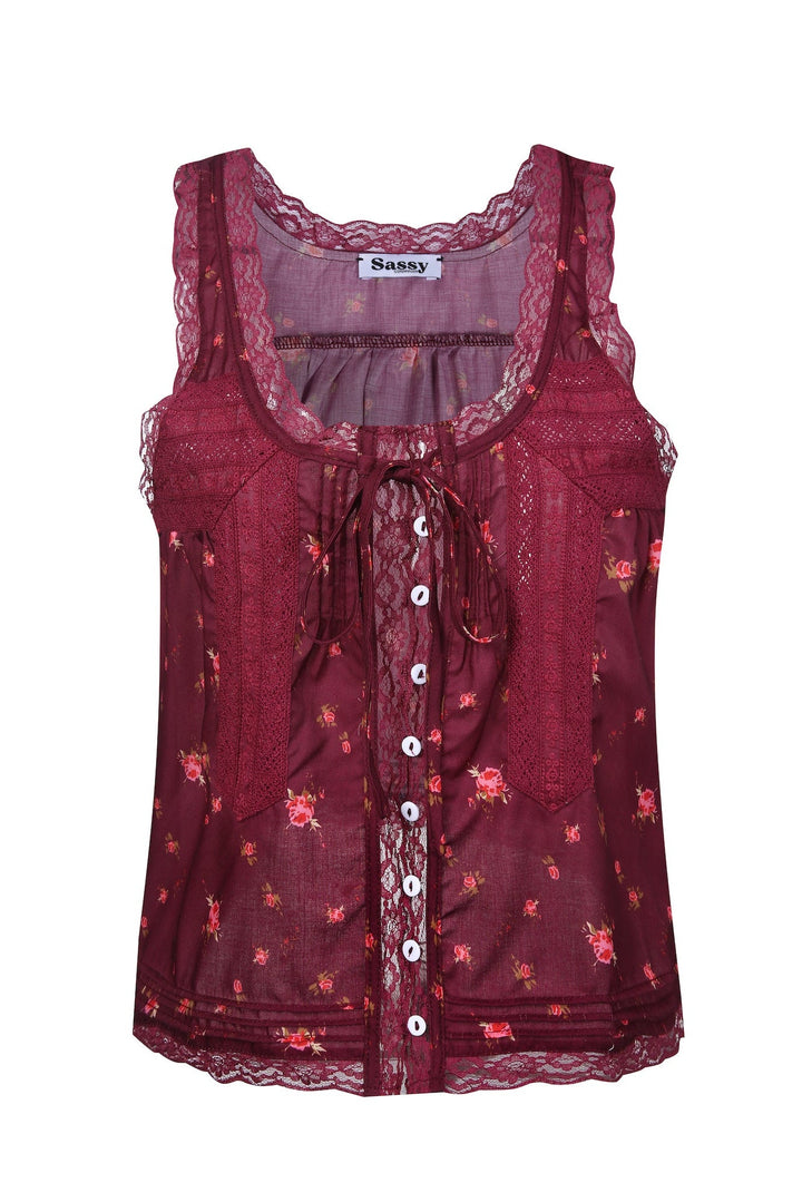 Sassy Copenhagen - Blondetop - Blomstret Bordeaux - Nadine