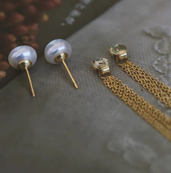 Andcopenhagen Jewelry-  Øreringe - 18 karat guldbelagt messing - Charlotte Pearl chain