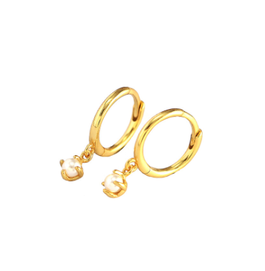 Andcopenhagen Jewelry - Øreringe hoops - 18 karat Guldbelagt 925 sterlingsølv - Monica Pearl