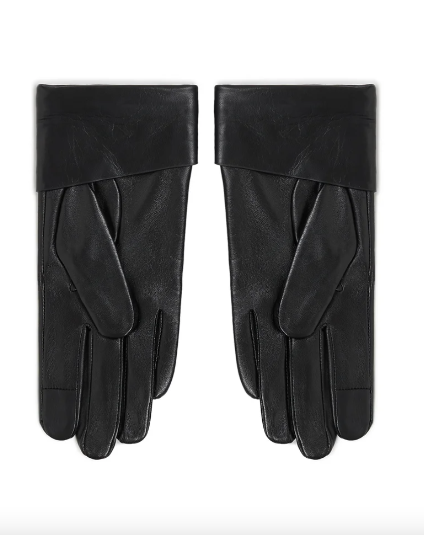 Karl Lagerfeld -  Læder vanter - Sort - SIGNATURE LEATHER FF GLOVE