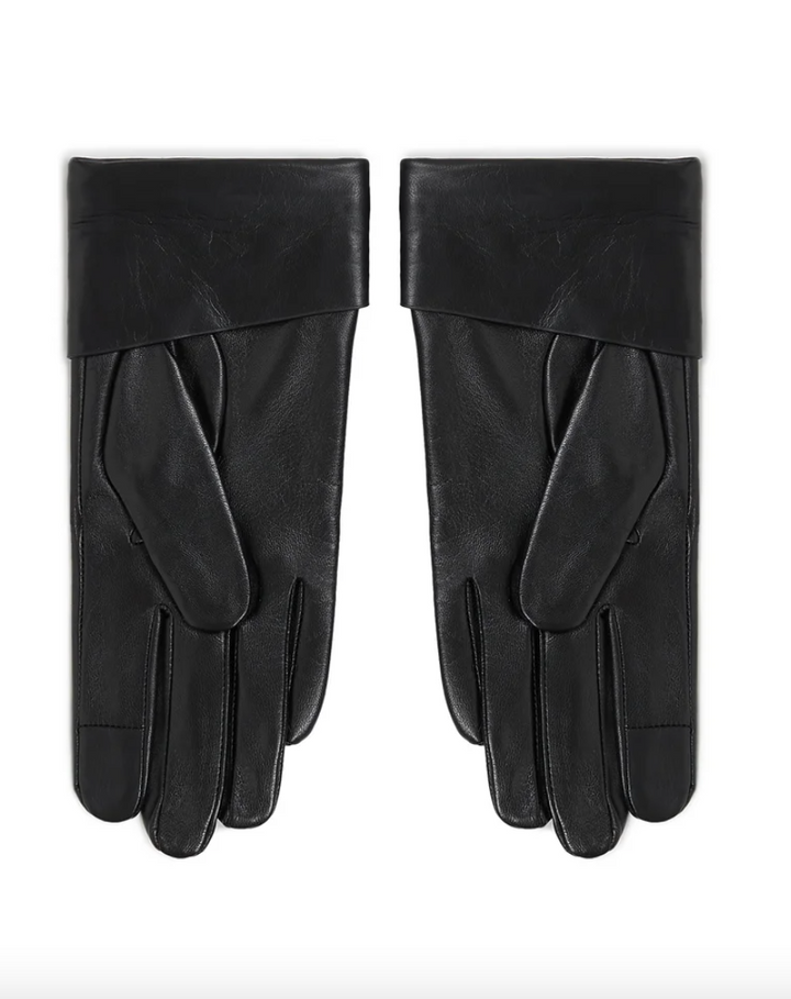 Karl Lagerfeld -  Læder vanter - Sort - SIGNATURE LEATHER FF GLOVE