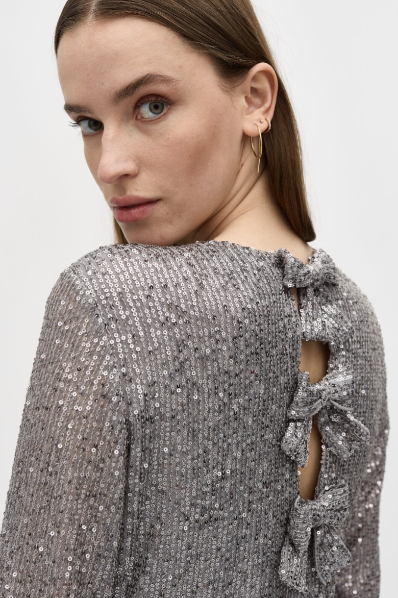 MbyM - Kjole - Sølv palietter - Earl greyish - Haliana - Stilkompagniet.dk