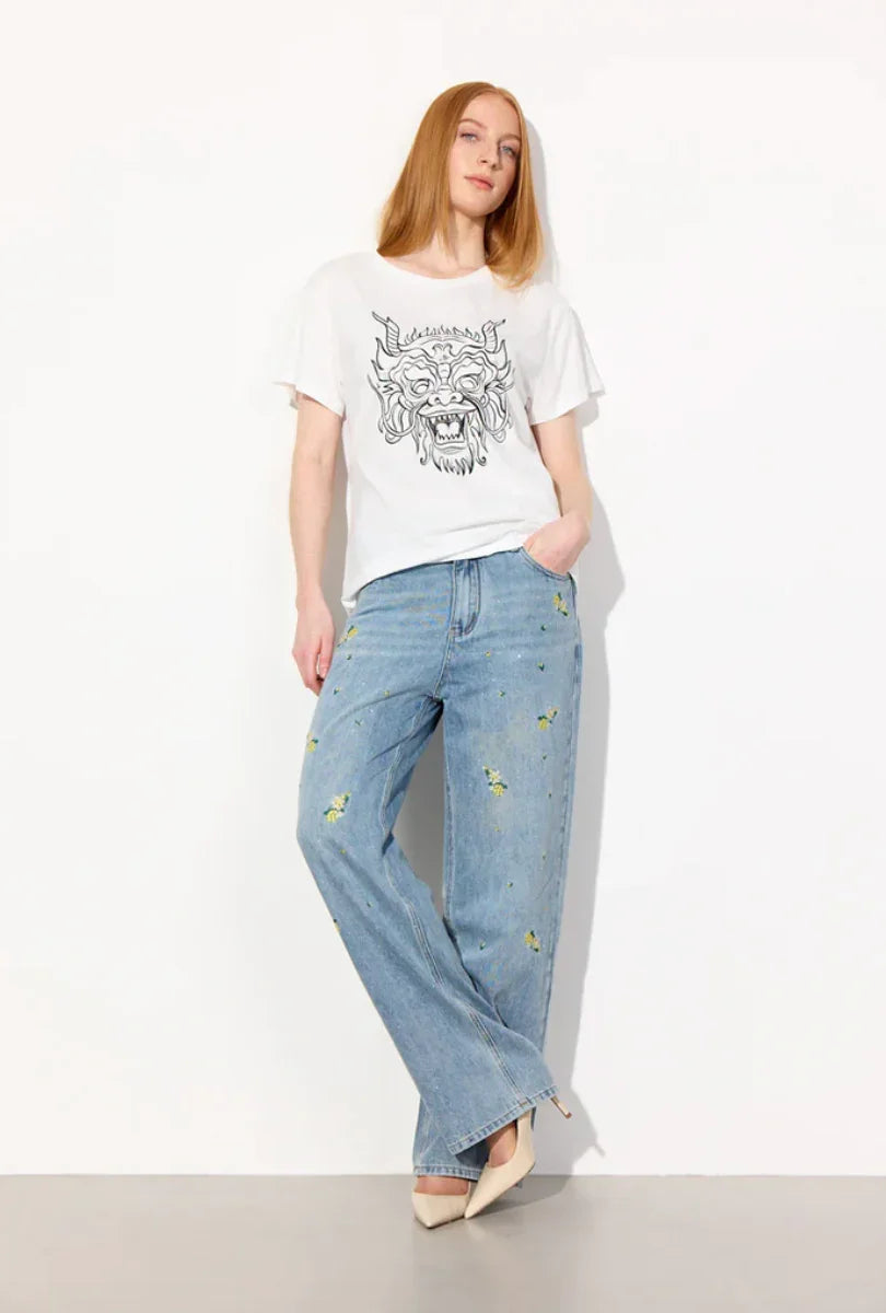 Hunkøn - T-shirt - White - Shadow Dragon - Stilkompagniet.dk
