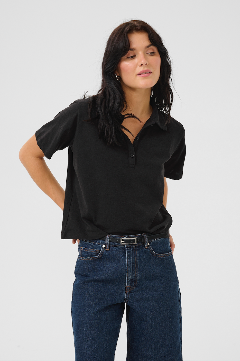 My Essential wardrobe - Polo t-shirt - Sort - Abby - Stilkompagniet.dk