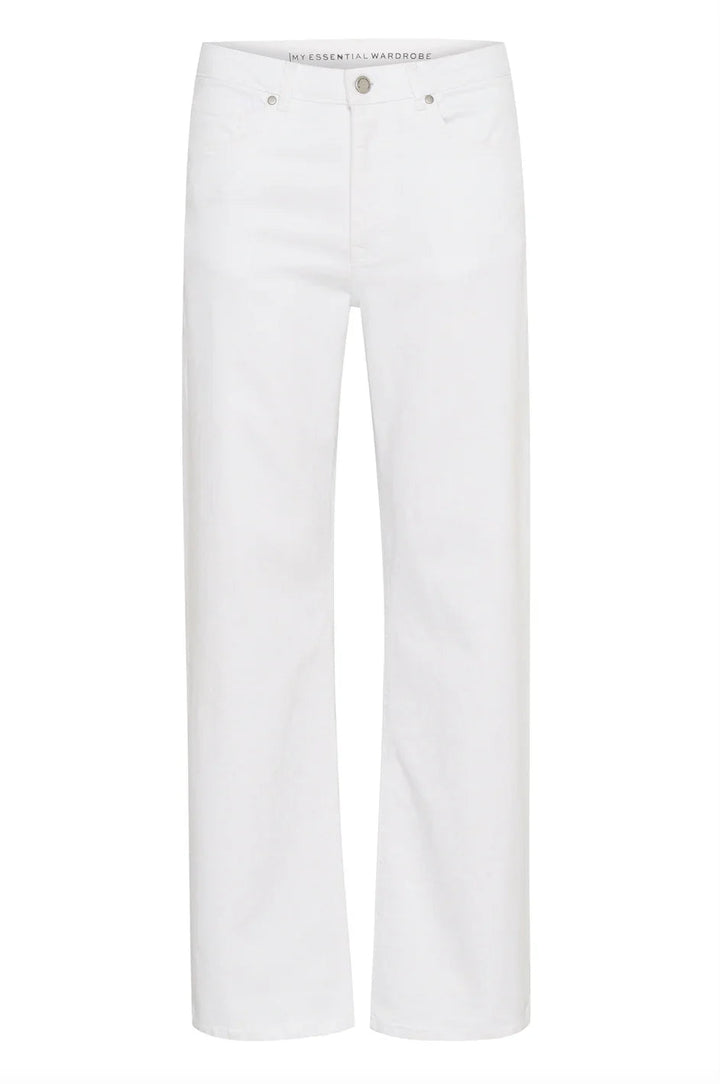 Hvide, lige jeans med knap og lommer fra My Essential Wardrobe.