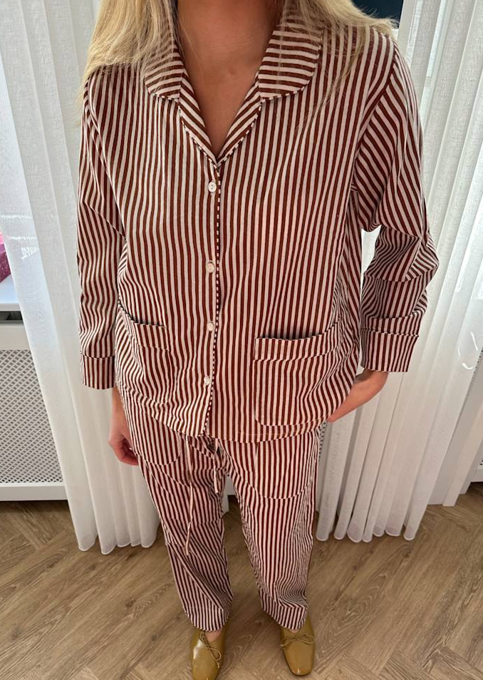 Sissel Edelbo - Nattøjssæt - Brown Stripes - Nuit sss - Stilkompagniet.dk