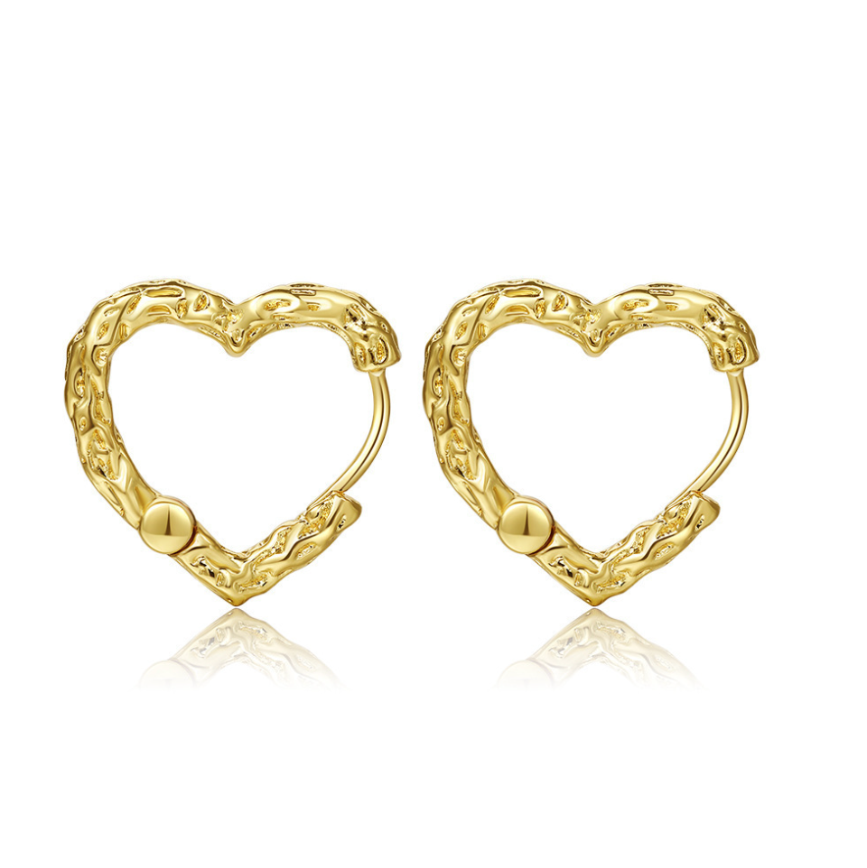 Andcopenhagen - Øreringe - 18 karat forgyldt 925 sterlingsølv - Liza Heart Hoops - Stilkompagniet.dk
