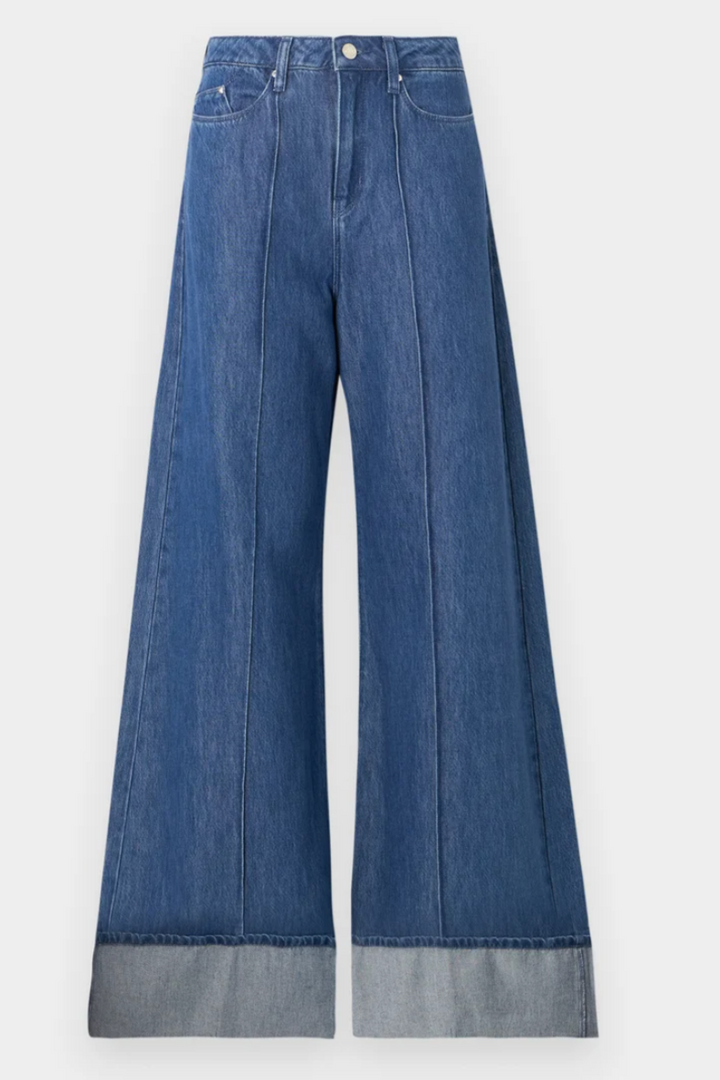 Karl Lagerfeld - Jeans - Blue denim - Folded wide leg - Stilkompagniet.dk
