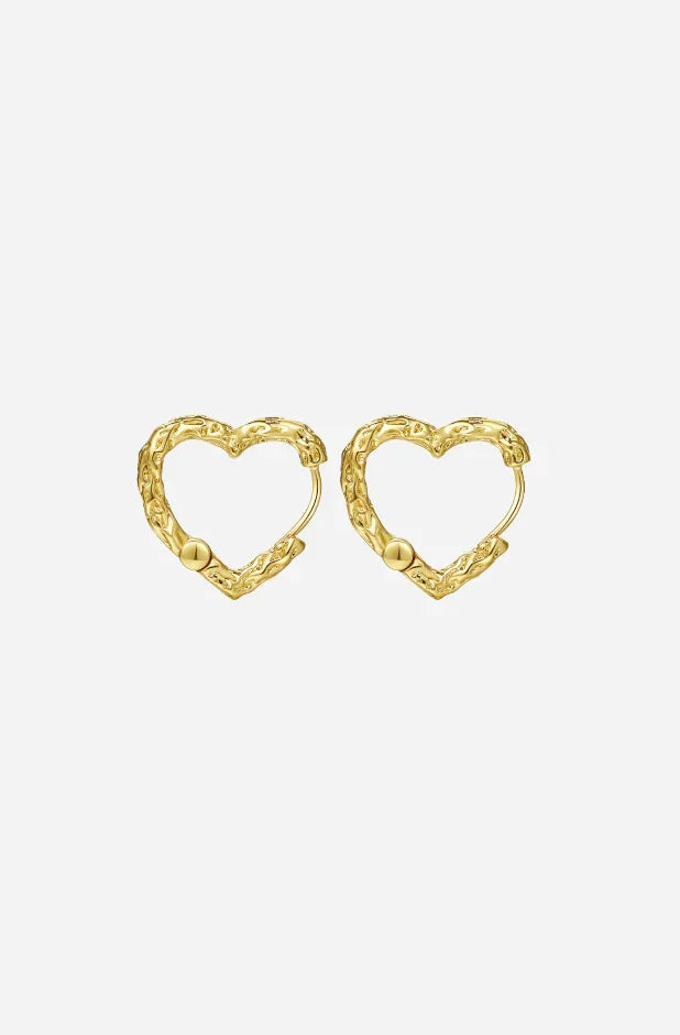Andcopenhagen - Øreringe - 18 karat forgyldt 925 sterlingsølv - Liza Heart Hoops - Stilkompagniet.dk