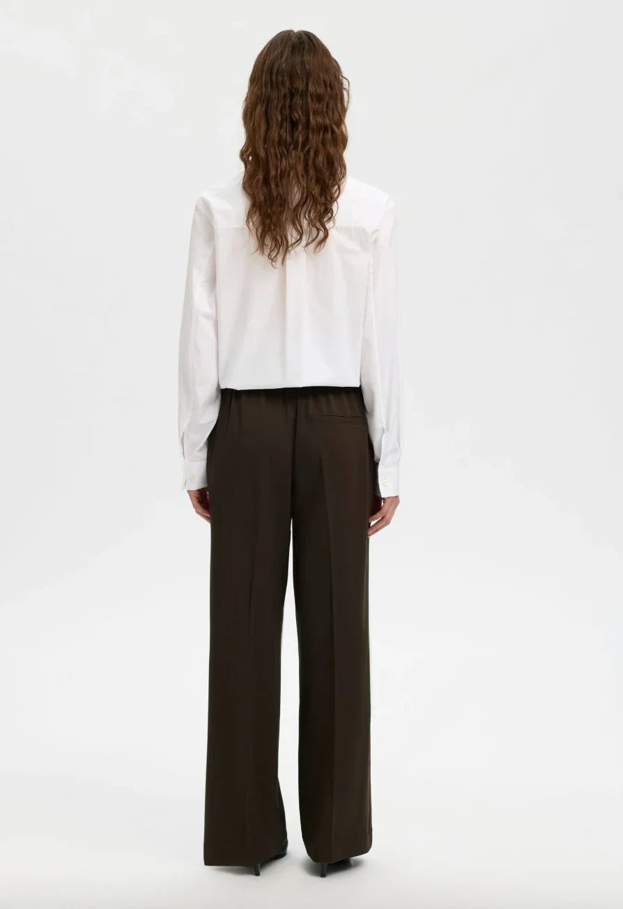 Selected femme - Bukser - Delicioso Brun - Rita MW Wide - Stilkompagniet.dk