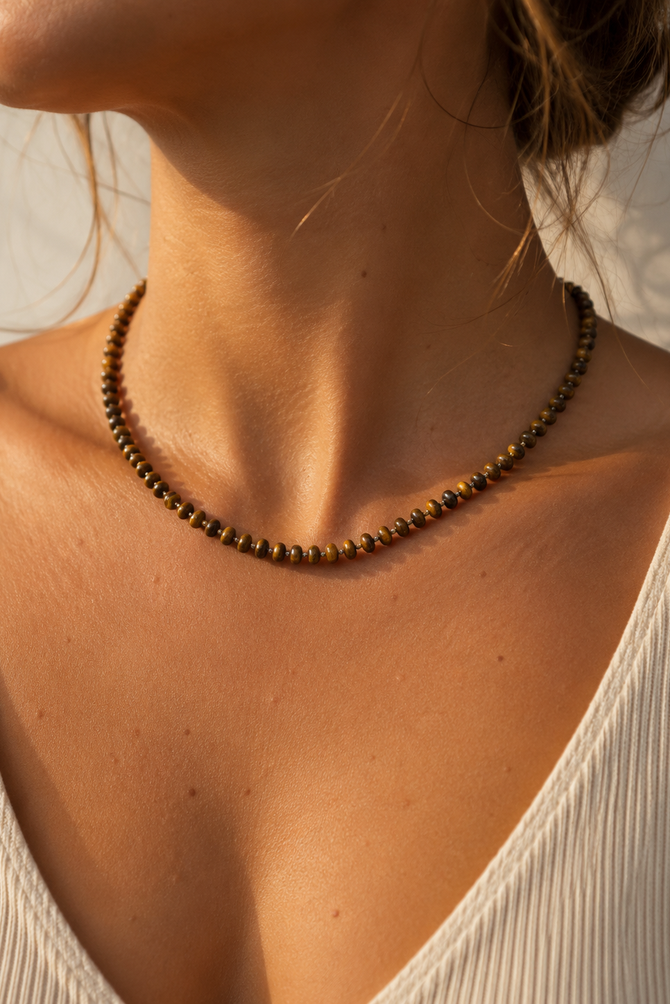 Andcopenhagen Jewelry - Perlehalsklæde - Tiger øje - Ebba
