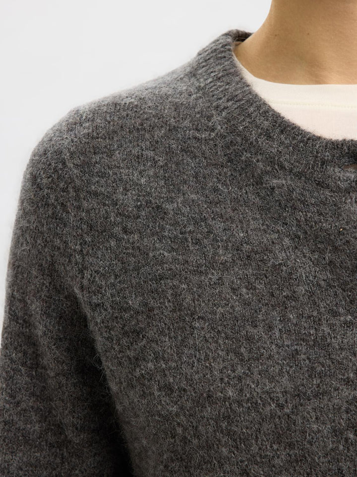 Selected Femme - Strik Cardigan - Grey Melange - Lulu - Stilkompagniet.dk