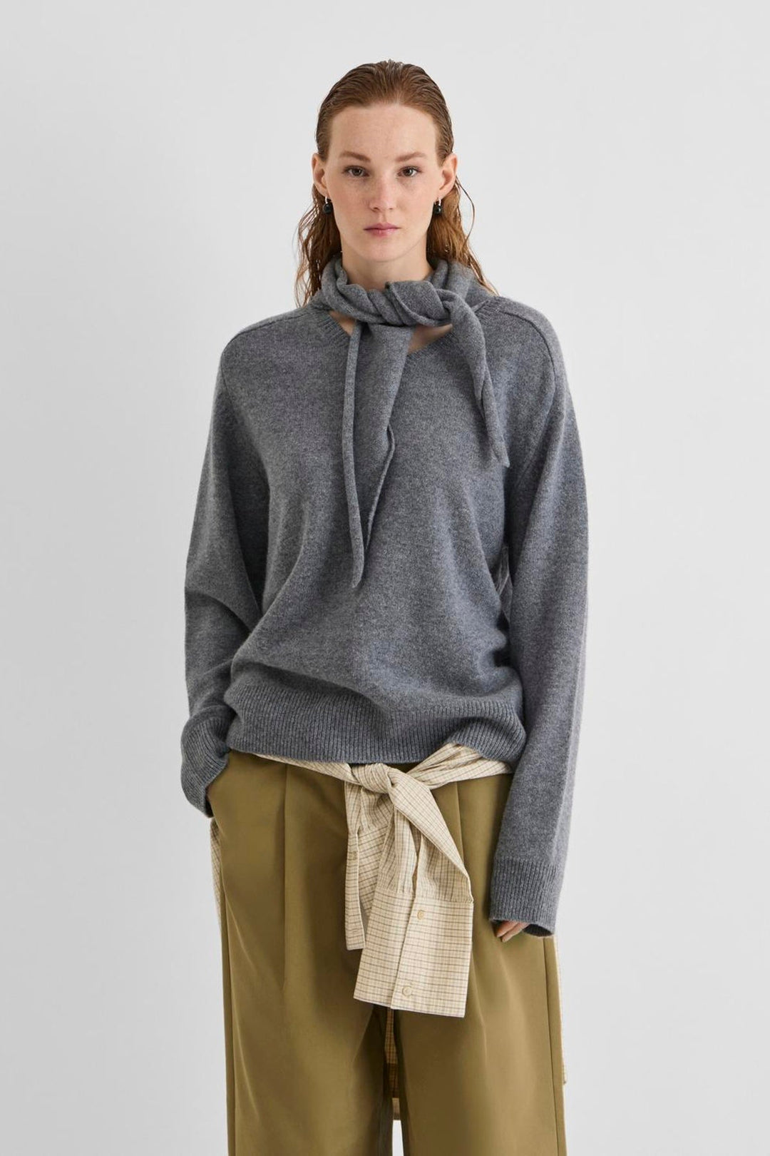 Rouge Edit - Striktrøje - Dark Grey Melange - Kate