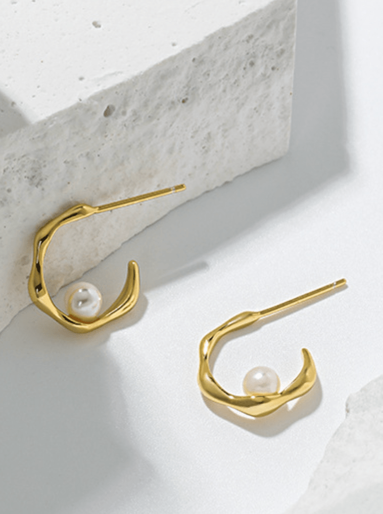 Andcopenhagen Accessories Perle hoops - Edel 18 karat Guldbelagte øreringe - Andcopenhagen