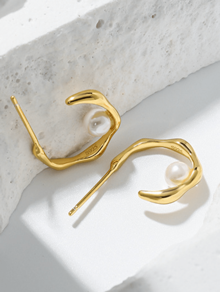 Andcopenhagen Accessories Perle hoops - Edel 18 karat Guldbelagte øreringe - Andcopenhagen