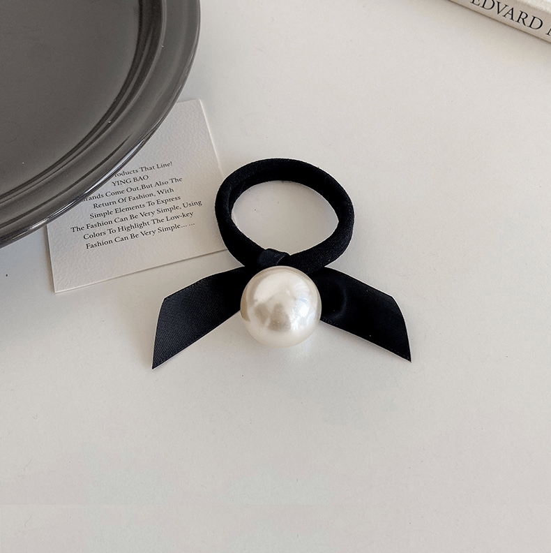 Andcopenhagen Accessories Sløjfe perle hårelastik - Hazel Sort - Andcopenhagen