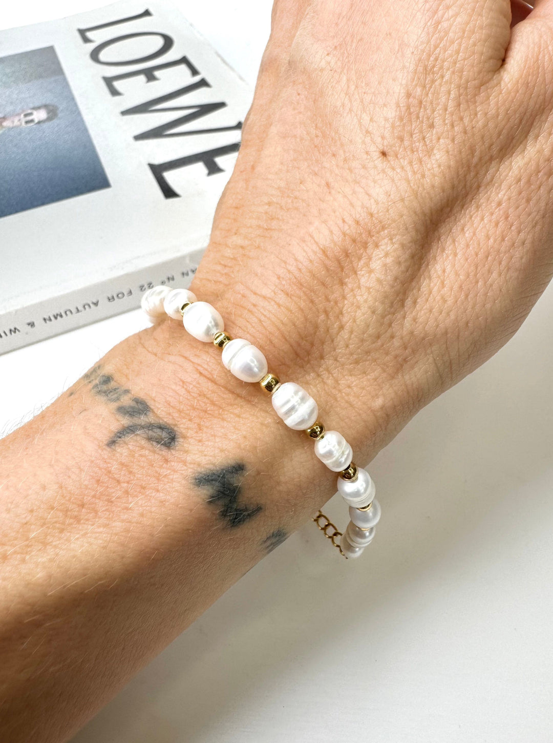 Andcopenhagen Jewelry - Armbånd - 18 karat guldbelagt messing - Early Pearly perle