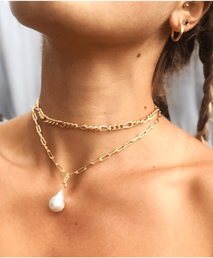 Andcopenhagen Guldhalskæder Andcopenhagen Dubai Chunky halskæde med perle - Guldbelagt