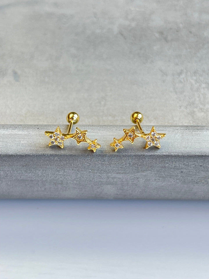 Andcopenhagen Guldøreringe Andcopenhagen - Stella Pierce stud - 18 karat guldbelagt øreringe - stjerne ørestikker med zirkonia