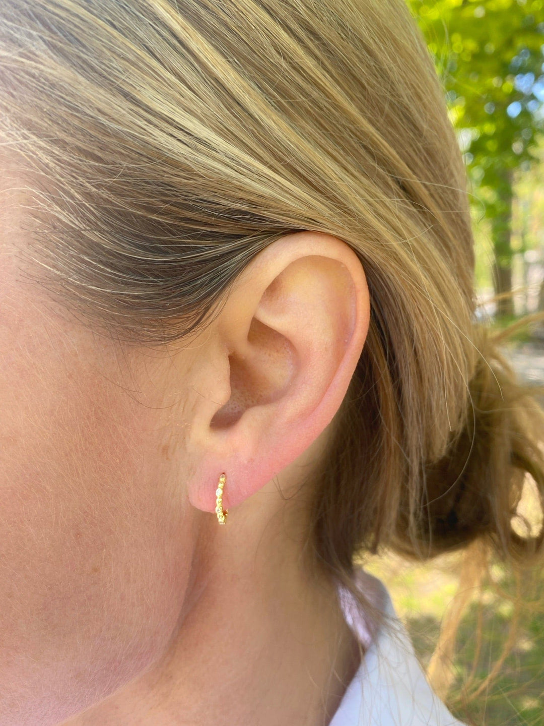 Andcopenhagen Guldøreringe Gold-plated Andcopenhagen - Shiny Dot hoops - Guldbelagte øreringe