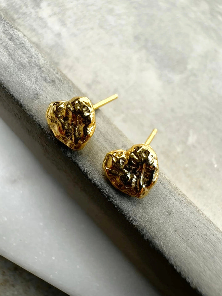 Andcopenhagen Jewelry - Øreringe studs - 18 karat guldbelagt 925 sterlingsølv - Hjerte