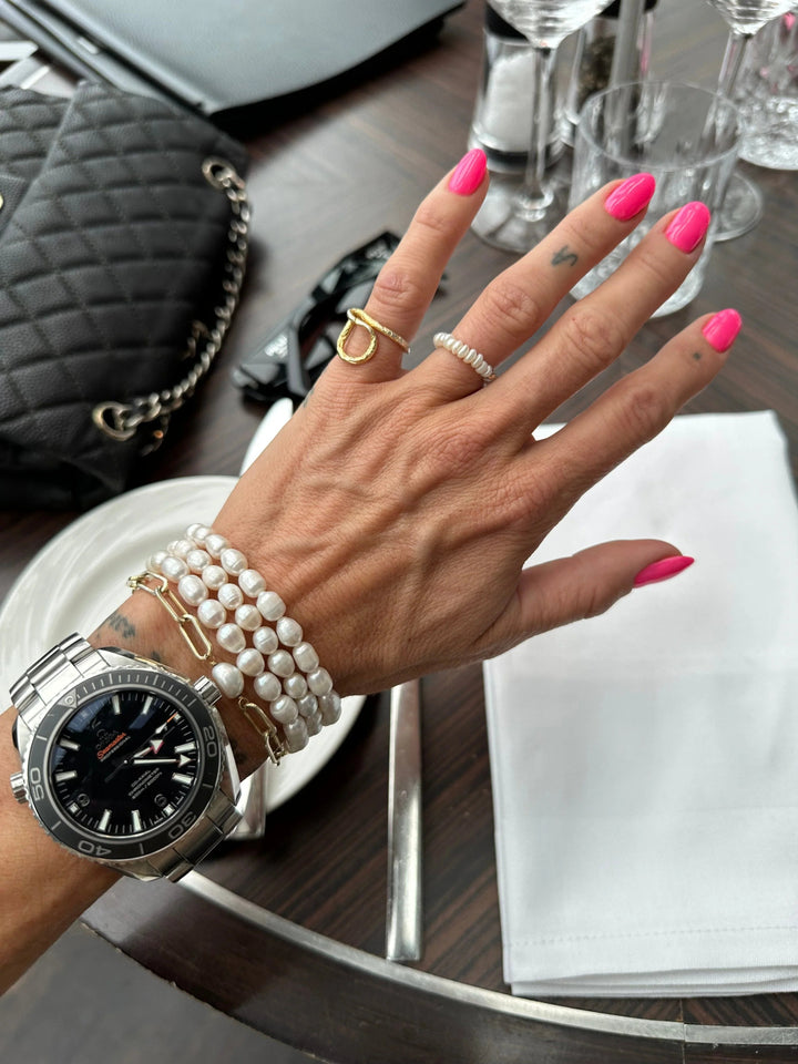 Andcopenhagen Jewelry - Halskæde - 18 karat guldbelagt stainless steel - Mana Long perle